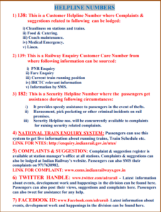 Railway Helpline numbers